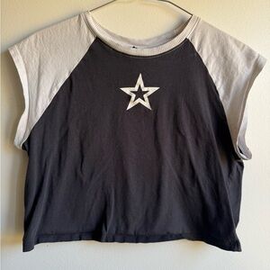 H&M Y2K Black and White Crop Top with Star